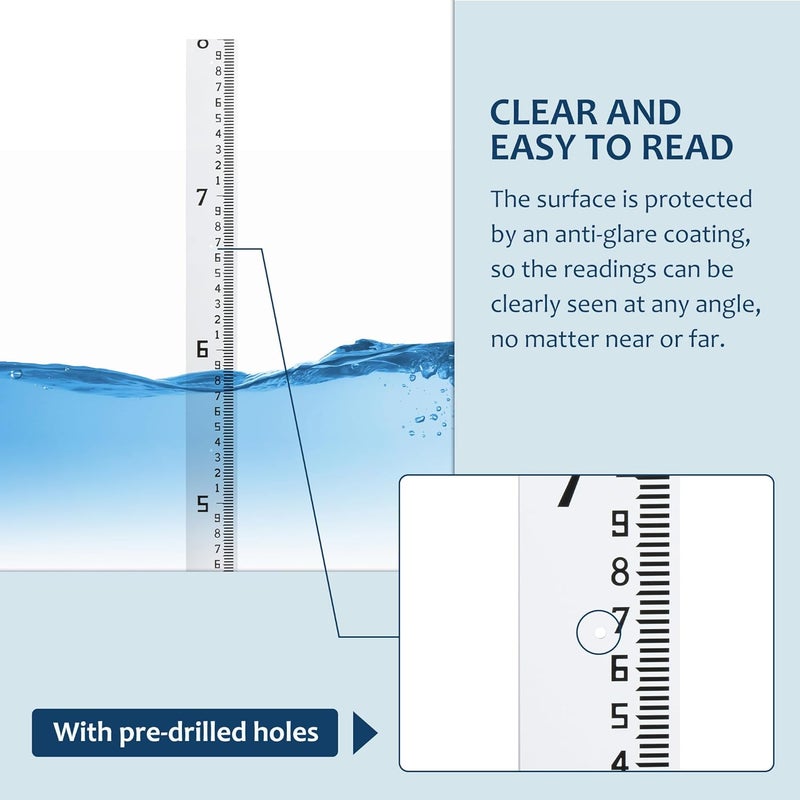 Holdly Depth Gauge, Water Level Gauge (Hundredths, Tenths, Teet), Heavy-Duty Ruler-Style Water Level Indicator, All-Weather Water Level Tool, Rust-Resistant, with Pre-Drilled Holes (4-8 Feet) - Image 3